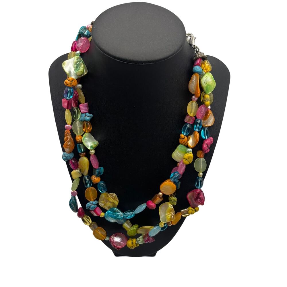 Multicolor Bead Statement Necklace - Women's Fashion Jewelry